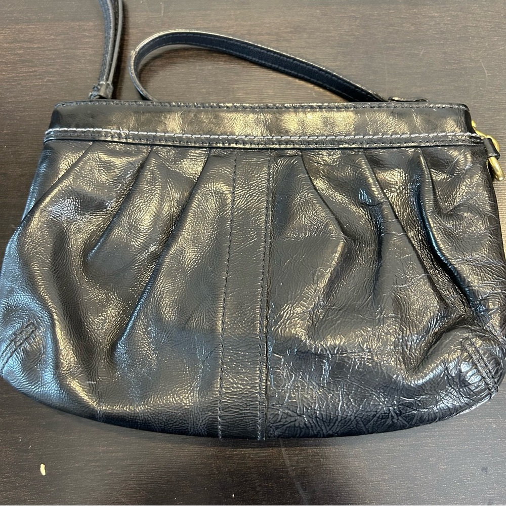 Coach Ergo Pleated Patent Leather Large Wristlet Black - Picture 4 of 4